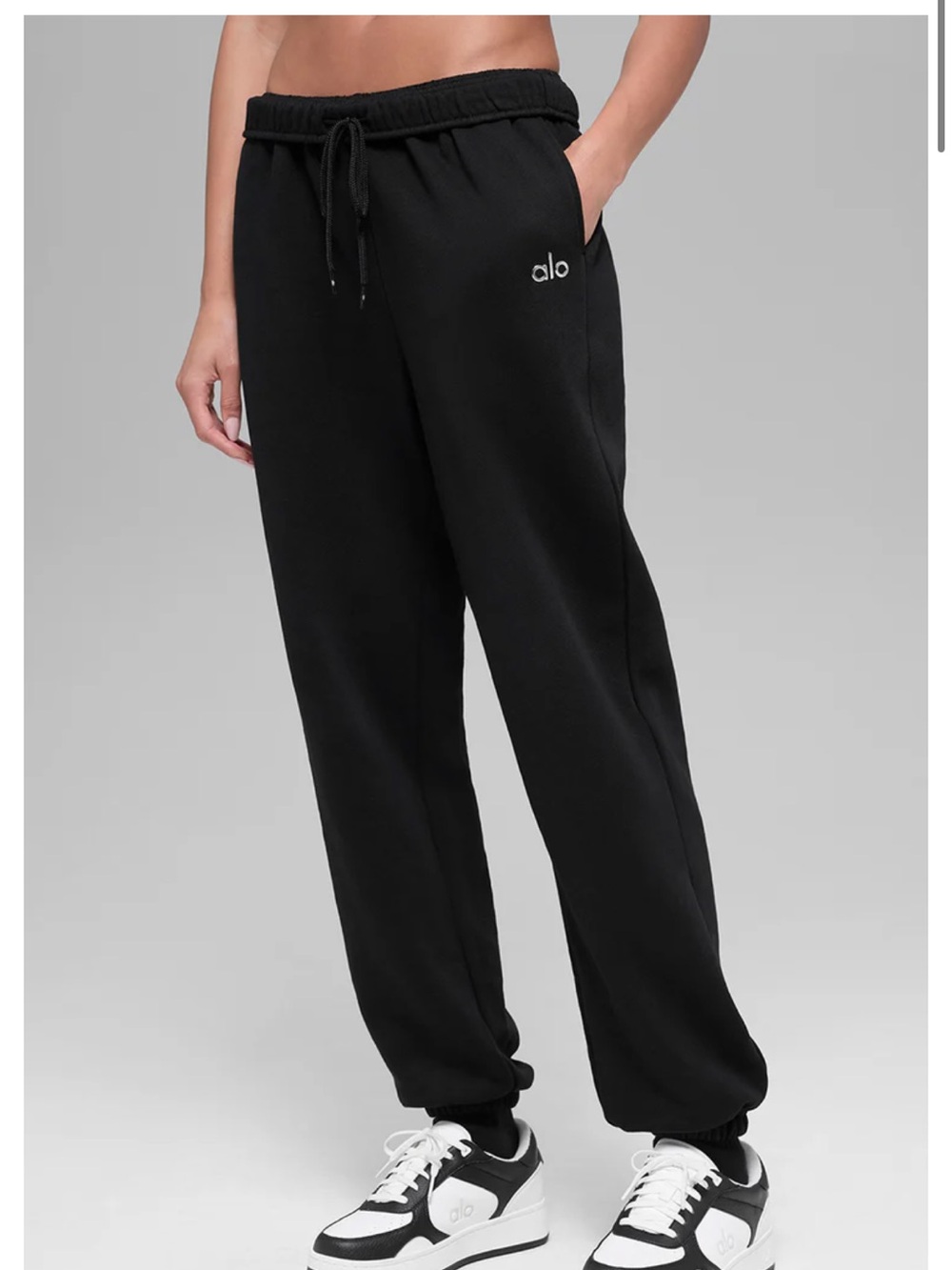 ALO Yoga Black Drawstring Joggers with Logo
